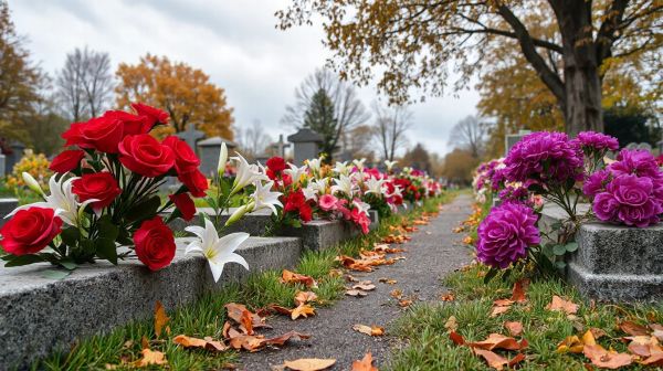 Top fleurs artificielles pour cimetière adaptées aux intempéries